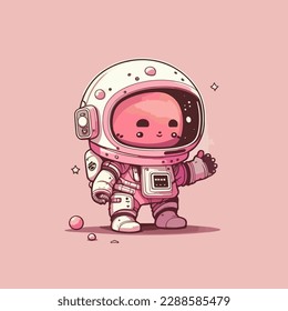 Vector design with flat style, cute mascot for a pink astronaut, extraterrestrial being