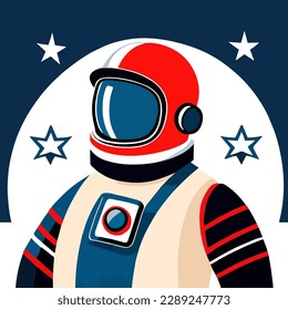 Vector design in flat style, a cute mascot for a space astronaut