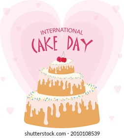 Vector design in flat style for International Cake Day 20th July.