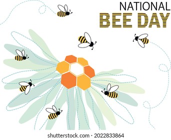 Vector design in flat style for National Bee Day 21 August.