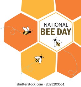 Vector design in flat style for National Bee Day 21 August. Can be used for social networks, web design, printing.