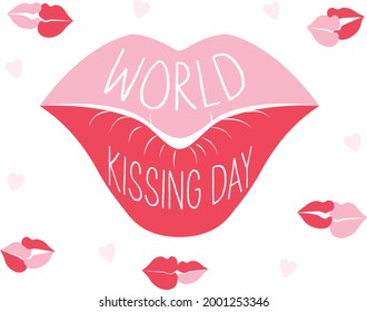 Vector design in flat style for
World Kissing Day on July 6th.