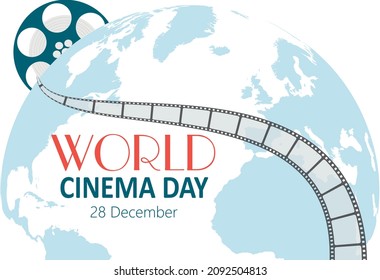 Vector design in flat style for world cinema day 28 December.