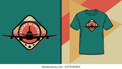 Vector Design of Flight Academy Badge. Suitable for T-Shirts Design. Community Badge.