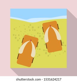 Vector design of flip flop logo. Graphic of flip and wooden vector icon for stock.