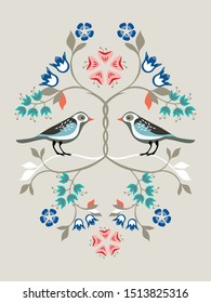 Scandinavian Folk Art Pattern Birds Flowers Stock Vector (Royalty Free ...