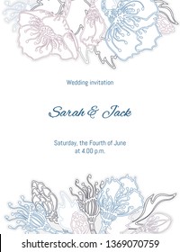 Vector design with floral decoration elements for wedding invitation, anniversary cards and other