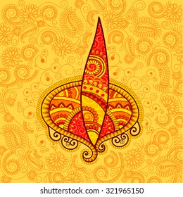 Vector design of floral Diwali diya in Indian art style