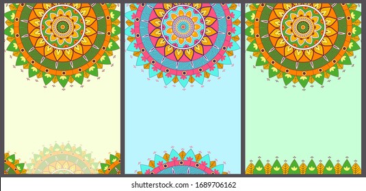 Vector design of floral mandala design background for banner card template