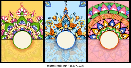 Vector design of floral mandala design background for banner card template