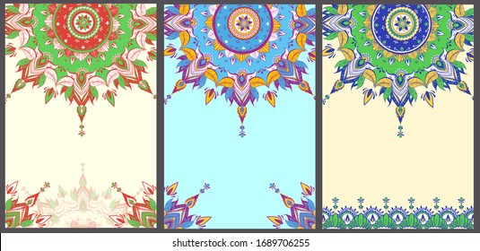 Vector design of floral mandala design background for banner card template