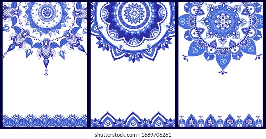 Vector design of floral mandala design background for banner card template