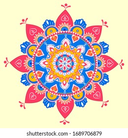 Vector design of floral mandala design background for banner card template