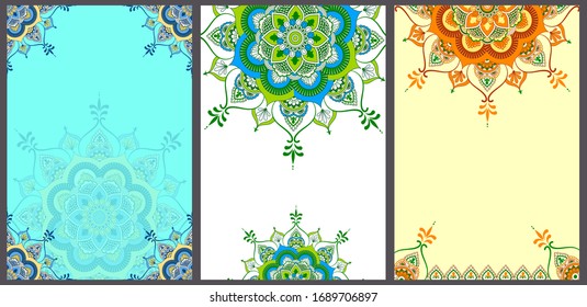 Vector design of floral mandala design background for banner card template