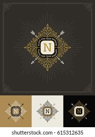 Vektordesign - Blüte glänzt Gold-Monogramm-Logo. Identitätsdesign für Cafe, Shop, Laden, Restaurant, Boutique, Hotel, heraldisch, Mode und so weiter.