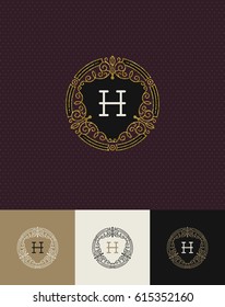 Vektordesign - Blüte glänzt Gold-Monogramm-Logo. Identitätsdesign für Cafe, Shop, Laden, Restaurant, Boutique, Hotel, heraldisch, Mode und so weiter.
