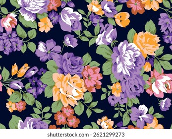 Vetor design flor toda sobre o design de papel de embrulho padrão sem costura, impressão de imagem digital fábrica têxtil