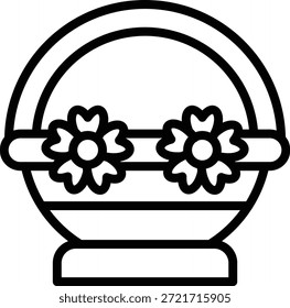 Estilo del icono de la cesta de la flor del diseño de Vector