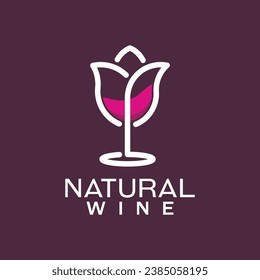 vector design flower combination with wine logo concept