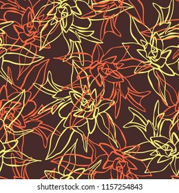 Vector design with flower loach. Seamless background colors of autumn. Bright, rich design. Suitable for textiles, sketches and office design wallpaper, wrapping paper, etc.
