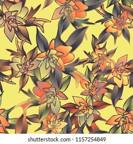 Vector design with flower loach. Seamless background colors of autumn. Bright, rich design. Suitable for textiles, sketches and office design wallpaper, wrapping paper, etc.