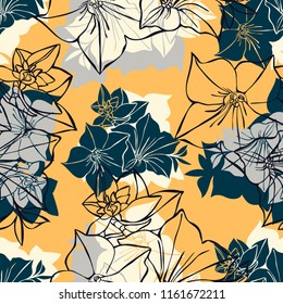 Vector design with flower loach. Seamless background colors of autumn. Bright, rich design. Suitable for textiles, sketches and office design wallpaper, wrapping paper, etc.