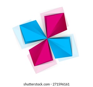 Vector design Flower Logo of 3d geometric shapes.