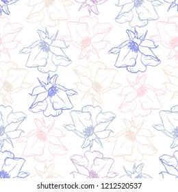 Vector design with flower wild Rose. Bright, rich design. Seamless background suitable for textiles, sketches and office design wallpaper, wrapping paper, etc.