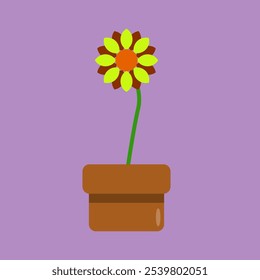 Diseño de Vector de plantas con flores en macetas