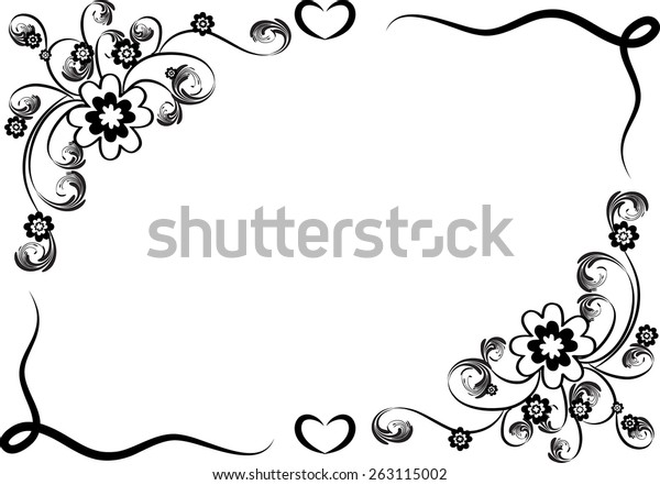 Vector Design Flowers Border Black White Stock Vector (Royalty Free ...