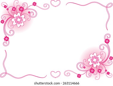 vector design flowers with border in pink