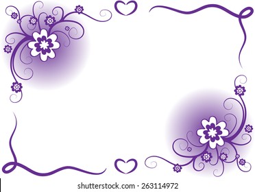 vector design flowers with border in purple