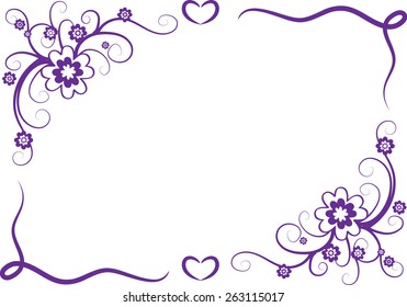 vector design flowers with border in purple