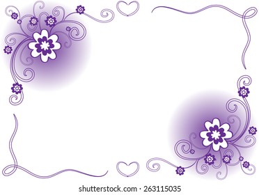 vector design flowers with border in purple