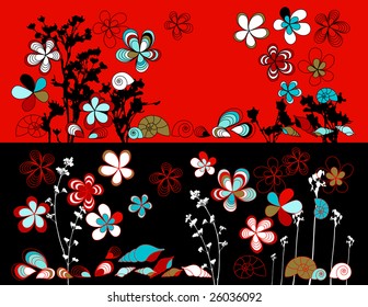 vector design with flowers drawing