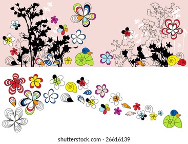 vector design with flowers drawing