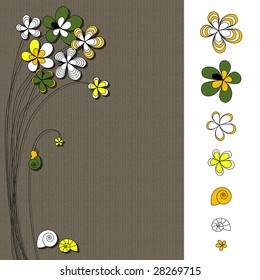 vector design with flowers drawing