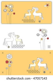 vector design with flowers and horse