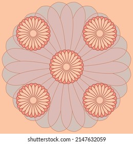 Vector design of flowers located symmetrically.