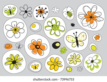 vector design with flowers painted