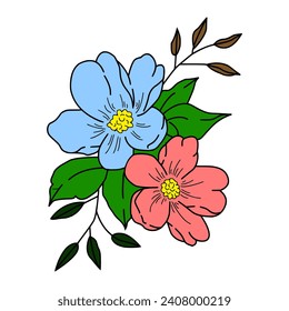 Vector design of flowers, romantic 