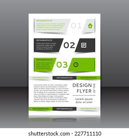 Vector design of the flyer with infographics. Poster template for your business.