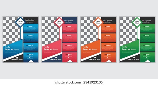  vector design for flyer, Magazine, Poster, Corporate Presentation,  Flyer, layout modern with blue, green, pink, orange in letter size.