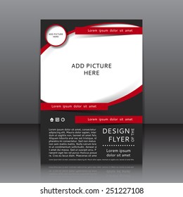 Vector Design Of The Flyer Whit Black And Red Elements And Place For Pictures. Poster Template For Your Business.