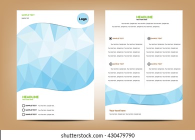 Vector Design flyers with blue polygonal background. - Shutterstock ID 430479790