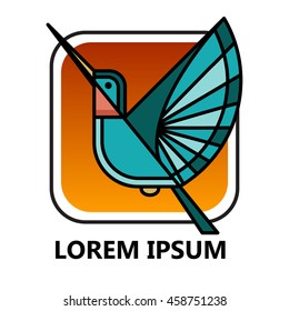 Vector design of flying hummingbird on the sunset. EPS 8