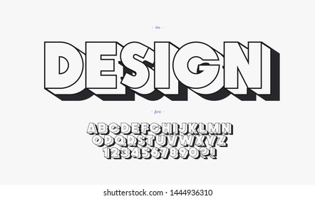 Vector design font 3d bold style for banner, infographics, motion graphic, party poster, kids book, t shirt, flyer, decoration, printing on fabric, industrial. Cool typeface. Trendy alphabet. 10 eps