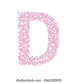 vector design font D alphabet created with lines, abstract font