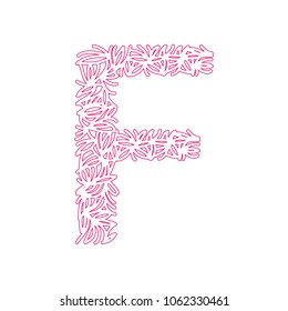 vector design font F alphabet created with lines, abstract font