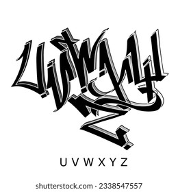 Vector Design Font Graffiti U V W X Y Z